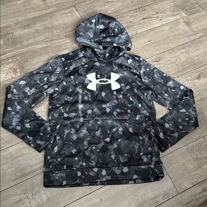 NWT Under Armour Hoodie Youth Large Black Camo Logo Pullover Sweatshirt Boys